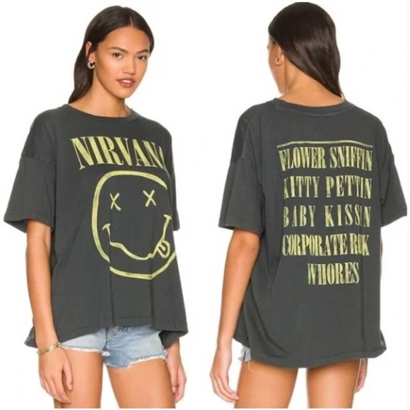 Daydreamer Tops - Daydreamer Womens Nirvana Smiley Face Logo Tee T-Shirt Size 2X Corporate Rock